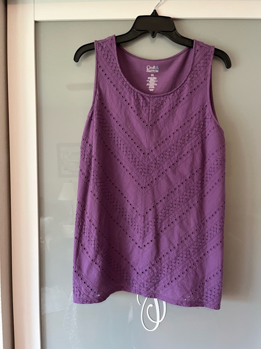 croft & barrow Purple Eyelet Chevron Tank Top 112